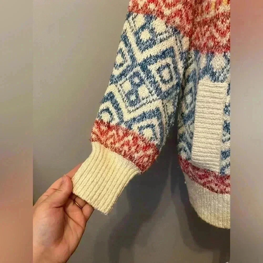 CAbi Highlands Sweater Fair Isle Printed Zip Front Cardigan Size S - Picture 3 of 12